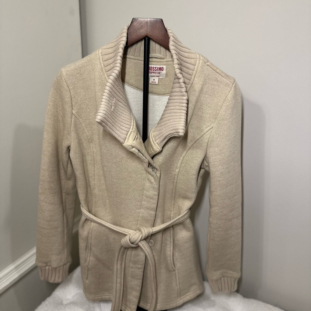 Mossimo Supply Co. Tan Knit Belted Jacket